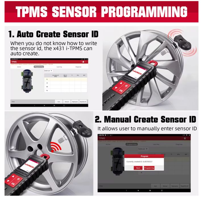 Senzori roti Originali Launch pentru orice autoturism cu sistem TPMS