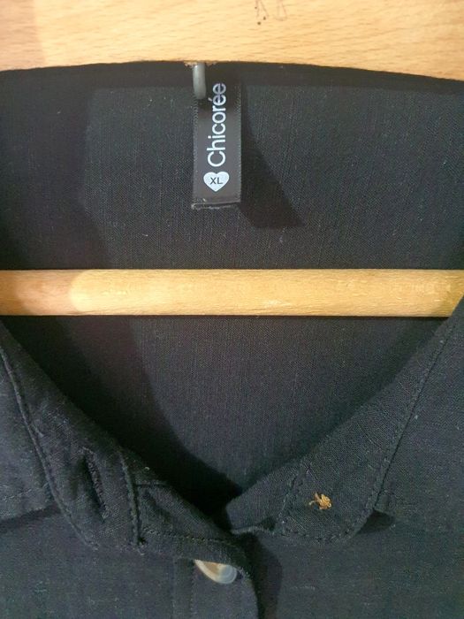 Cămașă damă neagră Chicoree vâscoză si IN oversized XL M L casual office minimalist
