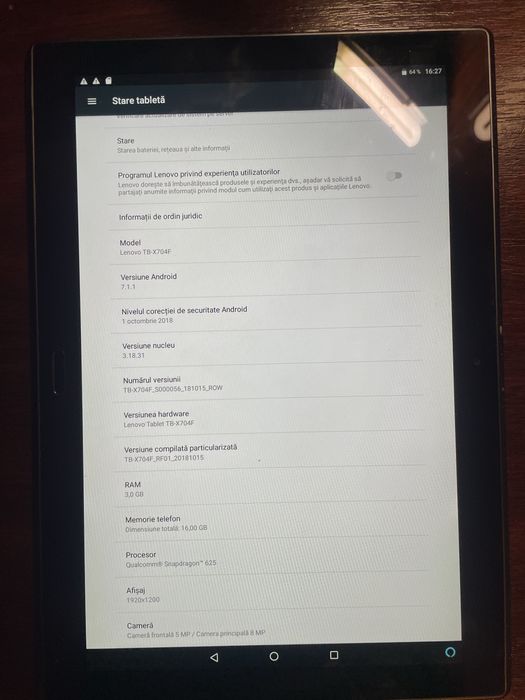 Tableta Lenovo TB-X704F , 10 inches