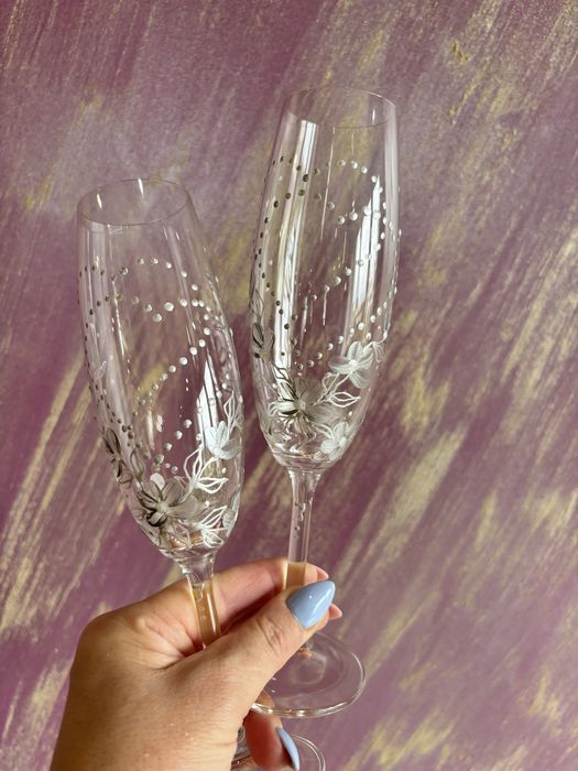 РАЗПРОДАЖБА!!! Рисувани сватбени ритуални чаши - 2бр