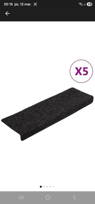 Covorase scari vidaXL, 5 buc., negru, 65x21x4 cm, cusatura punch 1.5 k