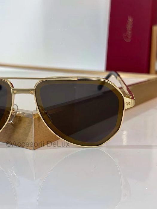 Ochelari de Soare Cartier Aviator CT0461S Full Box Santos De Cartier [Verificare Colet] Gold