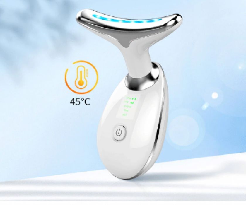 Мултифункционален масажор за лице и шия Лифтинг на лицето LED фотонна