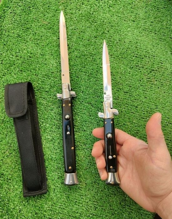 Set 2buc Briceag cu buton Italian 24cm cm + 34cm , negru Cuțit Pescuit / Vânătoare AKG
