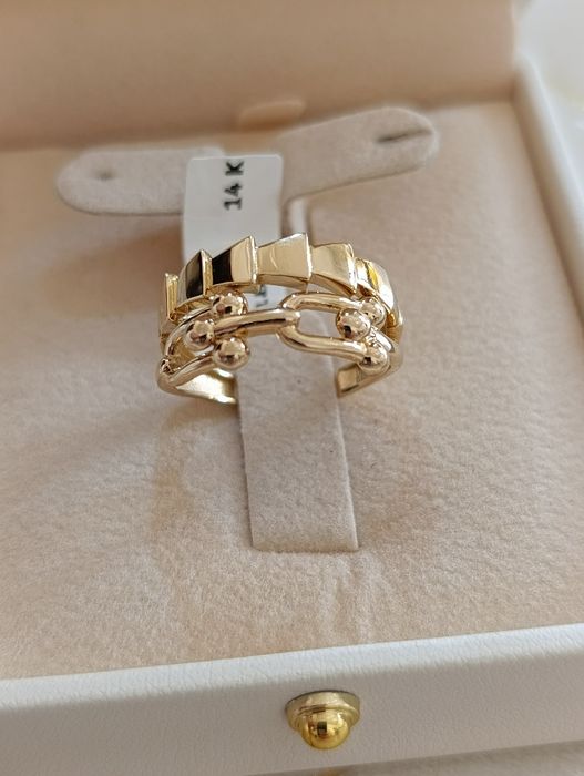 , золотое кольцо Tiffany vs Bulgari двойка Евро модель проба 585,вес 3