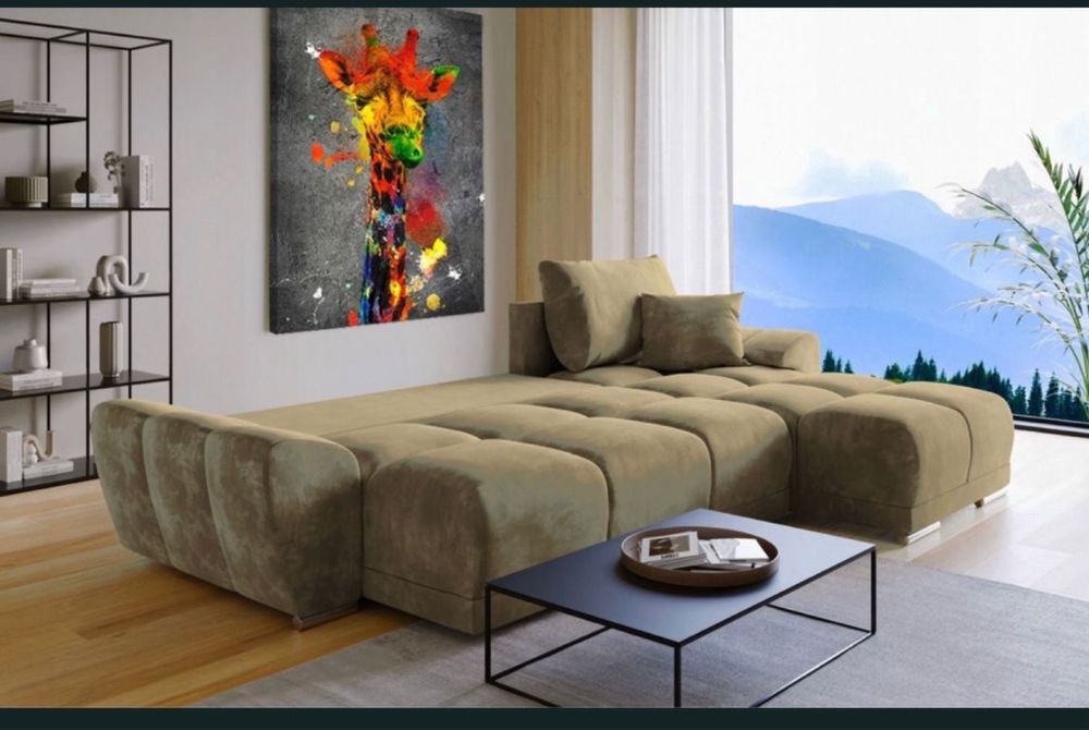 Colțar extensibil cu ladă de depozitare si perne incluse