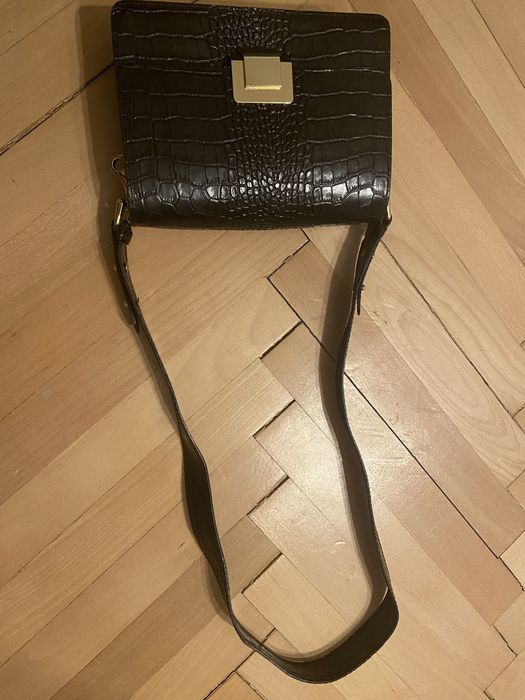 Geanta Zevo neagra piele textura crocodil