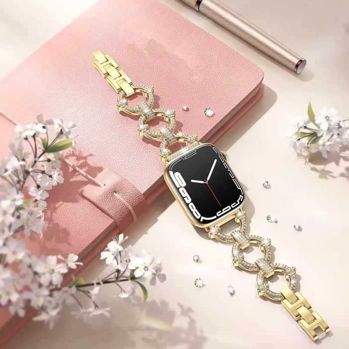 Стоманена каишка с кристали за Apple Watch ULTRA/SE/11/10/8/7/6/5/4