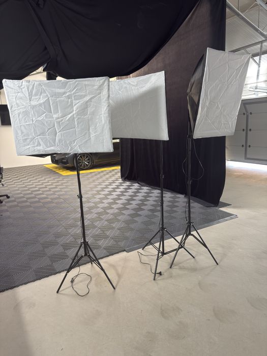 Lumini studio & suport fundal studio plus 3 materile textil