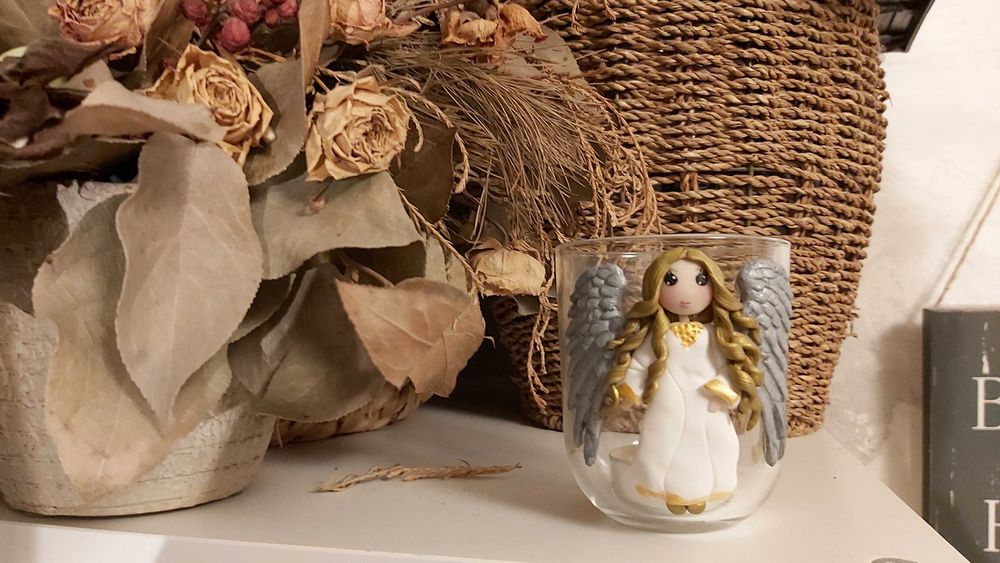 Candela de Paste cu inger cadou pentru profesori, bunici, sotie/iubita