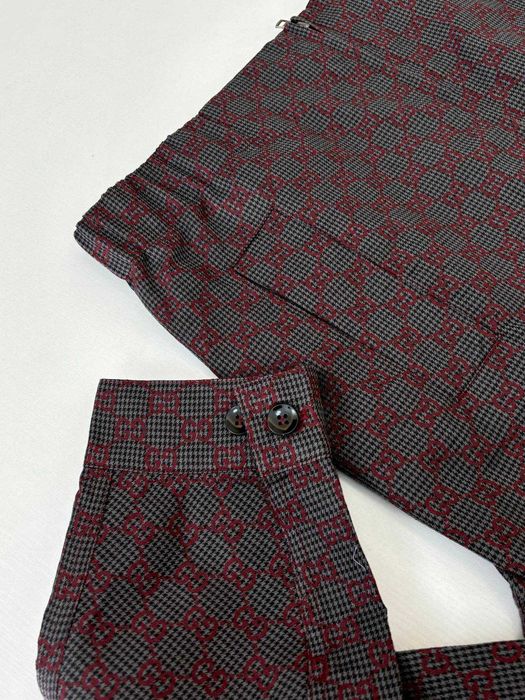 Gucci Double G All-over jacquard Houndstooth Lapel Zip-Up