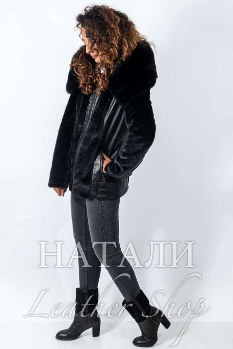 Дамско ексклузивно палто от алпака с косъм Вихра Black