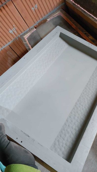 Forme turnat beton, Matrițe capace gard din fibra de sticla cu gelcoat, rășină și întărituri, in rame de lemn 50x30 cm