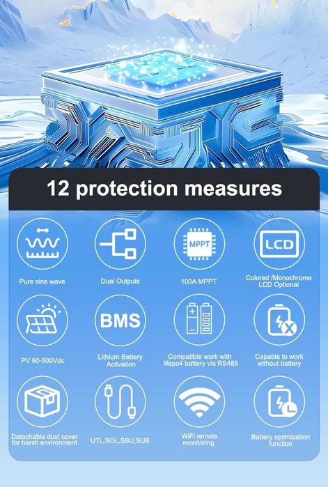 Hibrid solar invertor Anenji 4,2k, 4200W, 24V mppt, WiFi