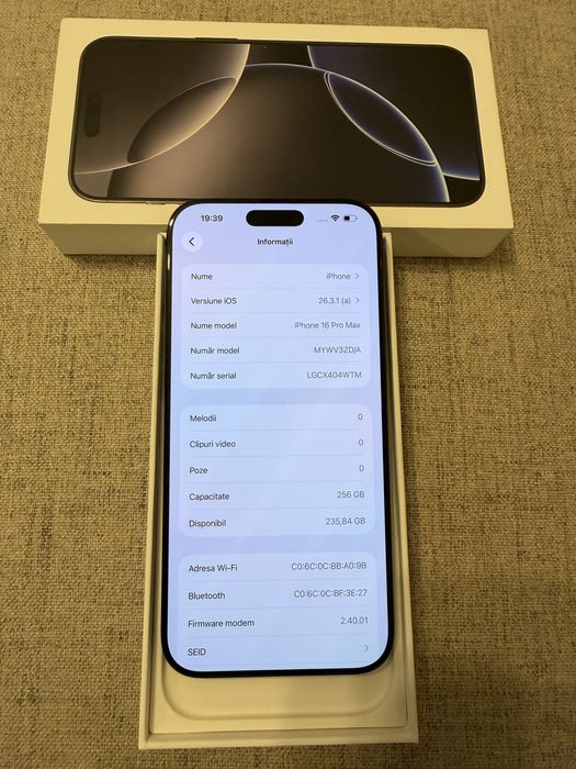 iphone 16 pro max black titanium 256gb impecabil, ca nou, garantie!