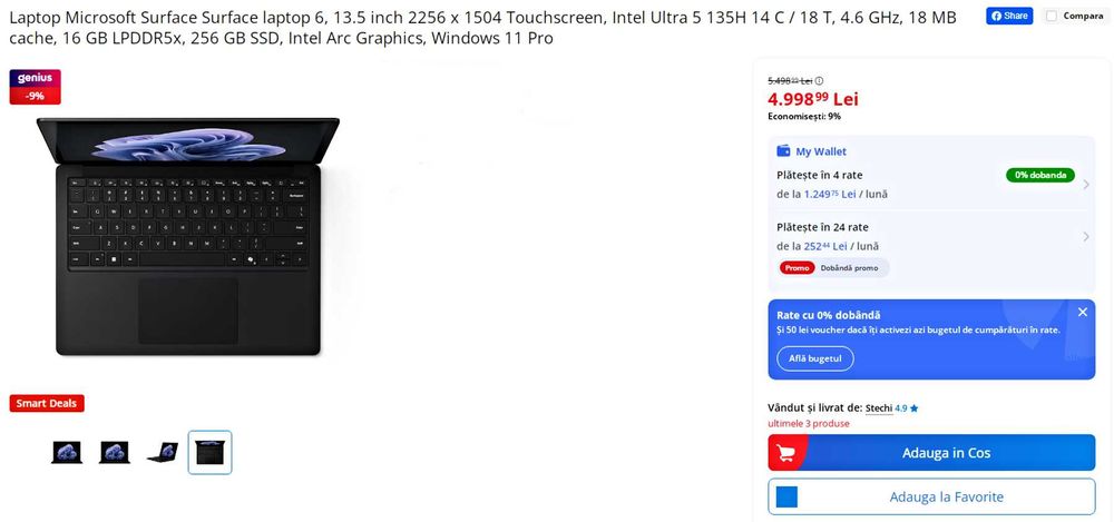 Laptop Microsoft Surface Business Laptop 6,impecabil,ca nou, garantie