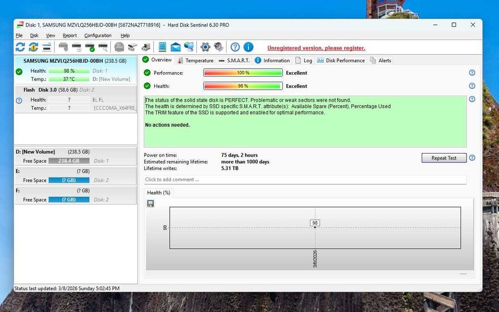 NVMe 256GB, Samsung M.2 2280