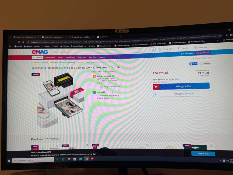 Imprimantă foto mobilă Liene, set 2 pachete (20 +80 coli),color, 10x15