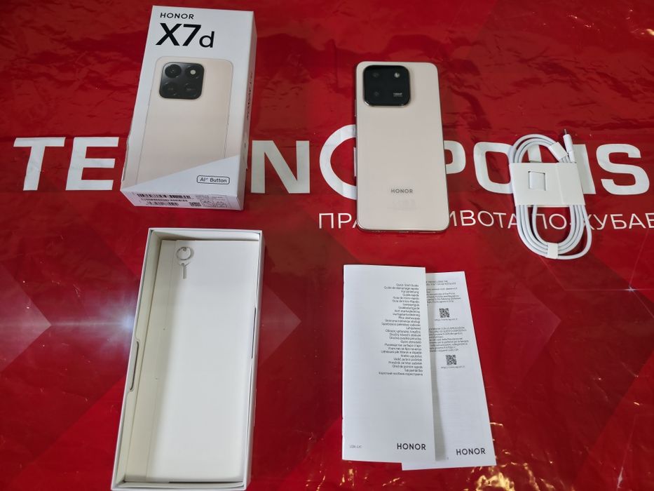 ***ЧИСТО НОВ 256GB Honor X7d Технополис Гаранция 2028г. Desert Gold