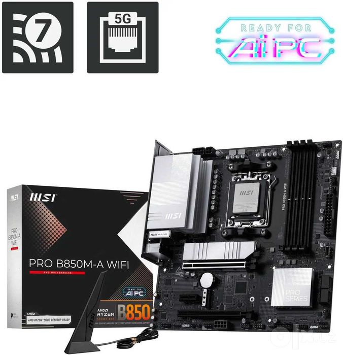Материнская плата MSI PRO B850M-A WIFI AM5, Wi-Fi 7, 5G LAN