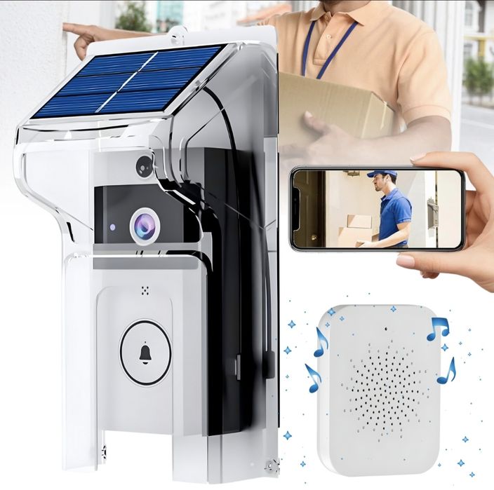 Sonerie video wireless cu încărcare solară ,rezistentă la ploaie ,fara cabluri!