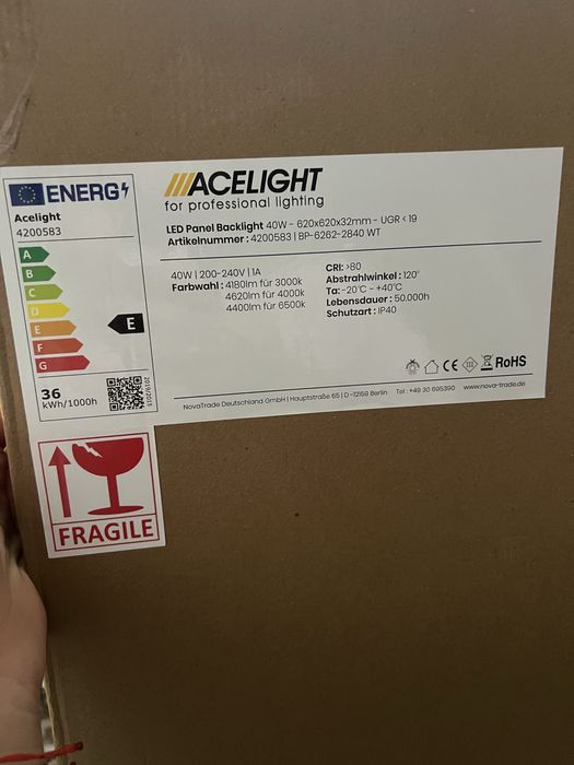 Професионал LED панел за вграждане марка Acelight.