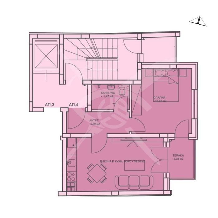 Двустаен апартамент в Каменица 1