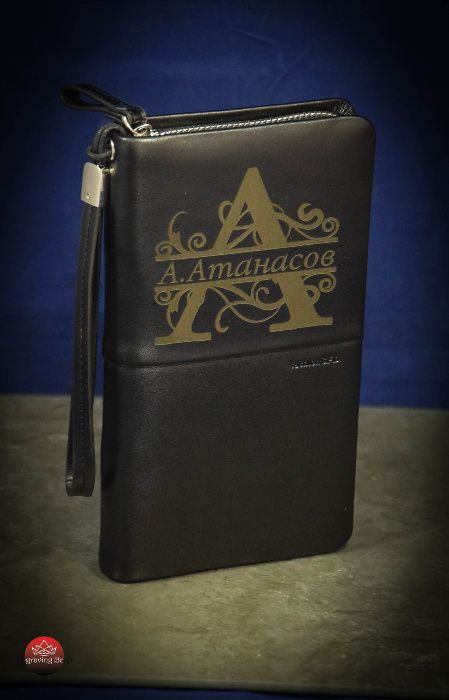 Лазерно гравирано мъжко портмоне "Тип чанта"