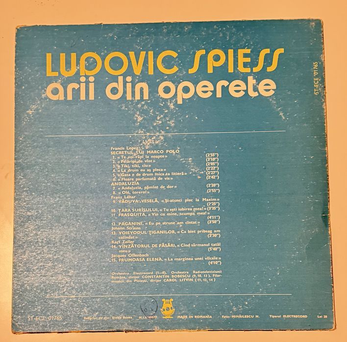 Ludovic Spiess - Arii din operete - vinil