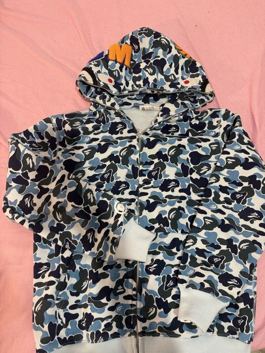 Hanorac bape original full zip up albastru
