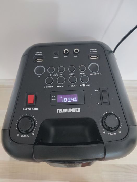 Boxa portabila Telefunken Bluetooth Aux USB microfon radio lumini