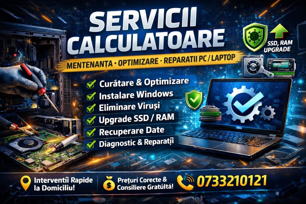 Calculatoare – Mentenanță, Optimizare & Reparații PC / Laptop