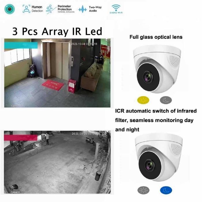 IP Вътрешна 2MP куполна камера Двупосочно аудио със сензор за движение