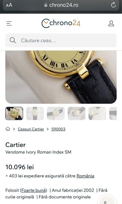 Ceas Cartier Must de Cartier Vermeil 590003 Silver Quartz 30MM Watch