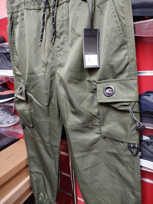 Мъжки карго панталон Sublevel L , XL ,XXL зелено долнище еластичен