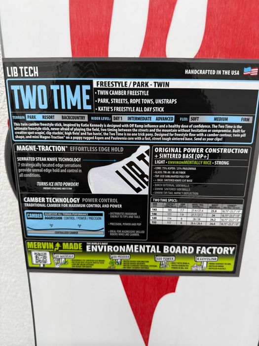 placa snowboard noua lib tech two time L146cm