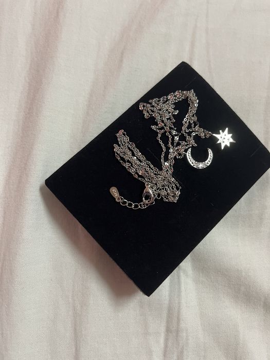 Дамски двоен сребърен синджир с Луна и звезда