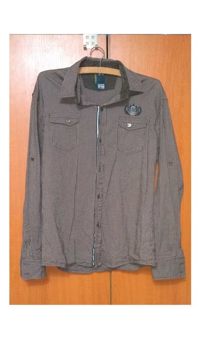 Oferta! Camasa BBT Oasis Denim UK, maron cu maneca lunga , buzunare