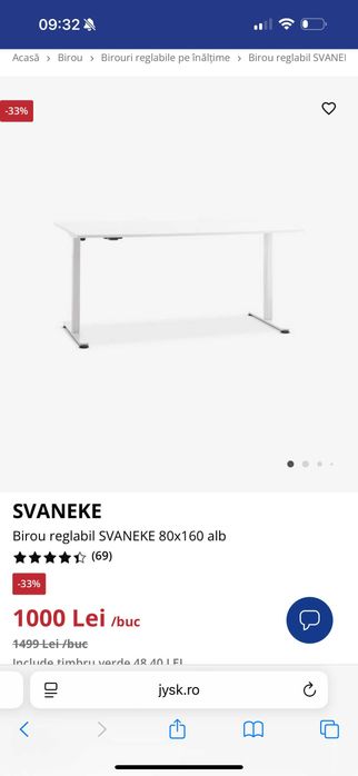 Birou reglabil SVANEKE 80x160