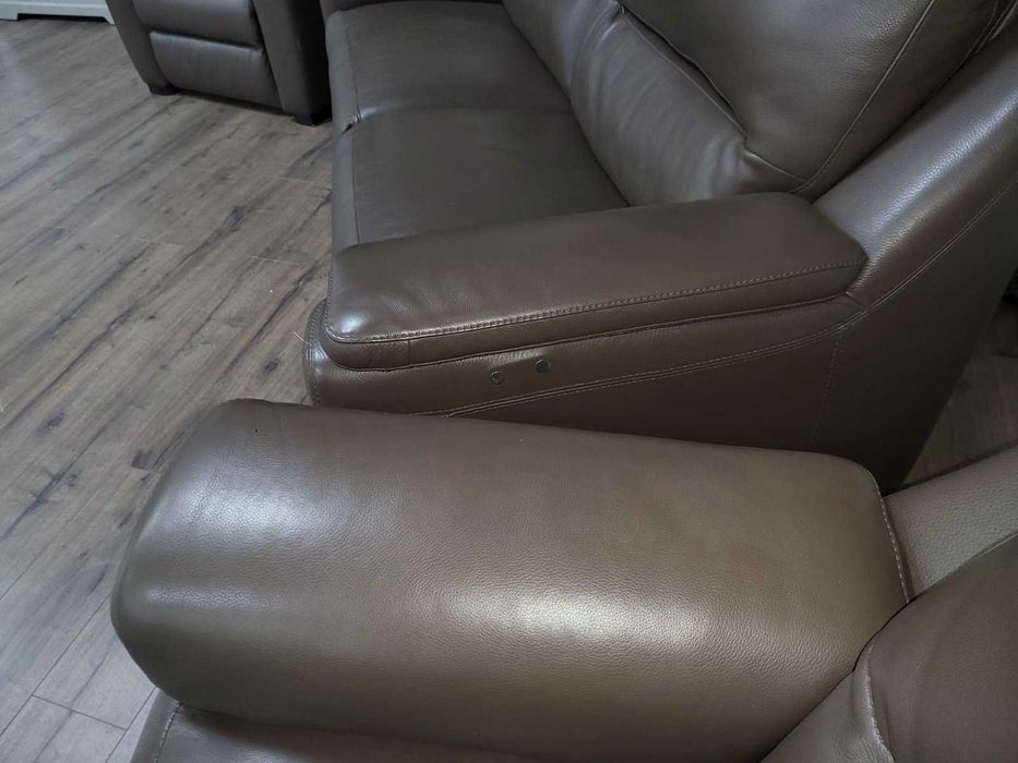 Италиански кафяв кожен комплект диван тройка и  два фотьойл "AVOLA"