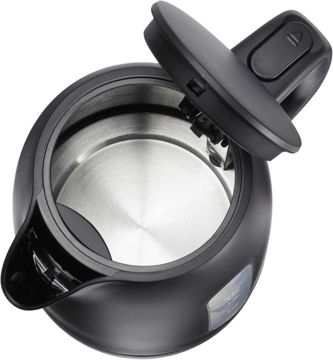 Кана Amazon Basics 1.7 л, 2200 W, без BPA с 360° основа, автоматично изключване и подвижен филтър за котлен камък, матово черно