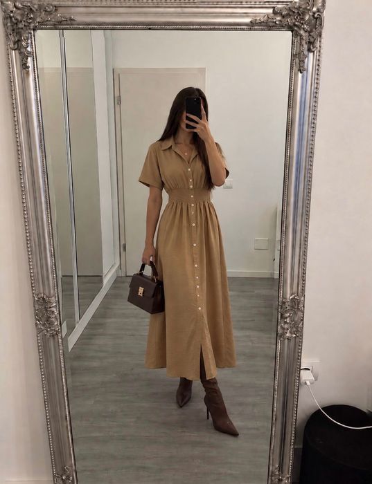 Rochie midi camel - Reserved - xs