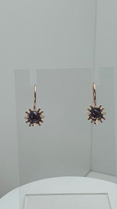 Ссср1981год Свердловские заводские серьги с Корунд Александрито