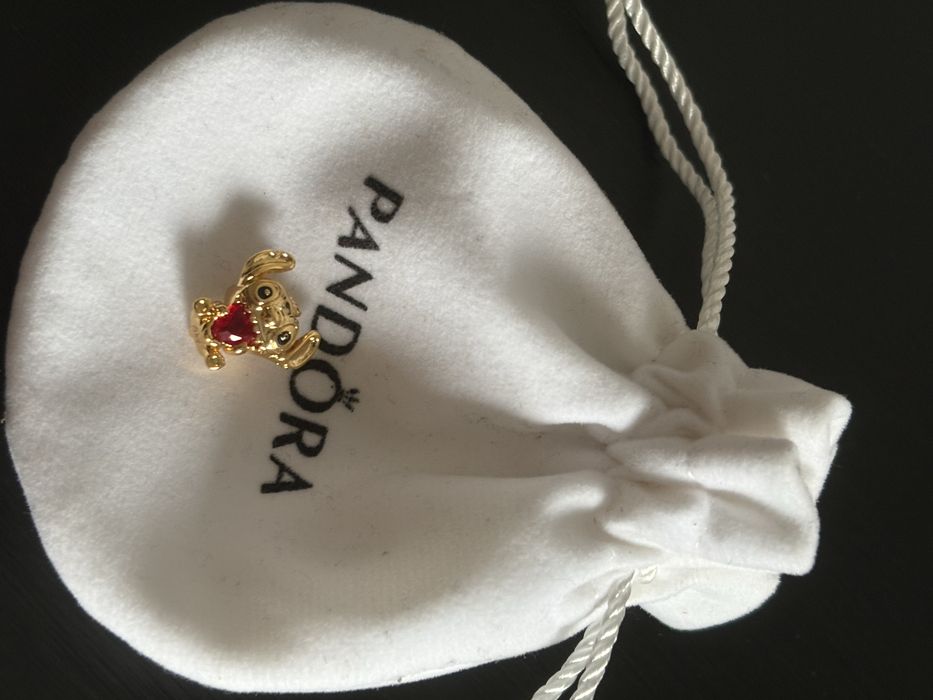 Pandora Gold Stitch Red Heart Charm