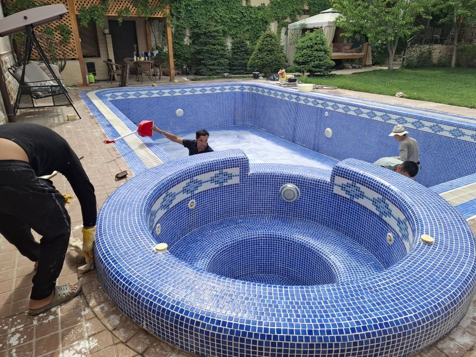 Ремонт бассейнов Реставрация майолика  . Химчистка мойка фуга