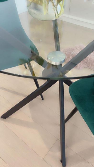 Masa sticla si 2 scaune catifea