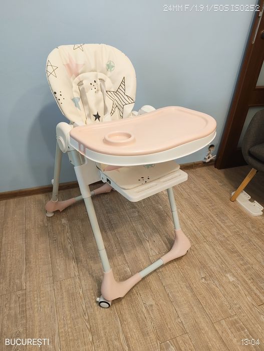 Scaun de masă Kinderkraft Yummy Pink – stare foarte bună