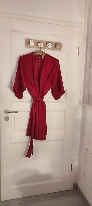 Halat de casă, atingere de mătase, roșu zmeură