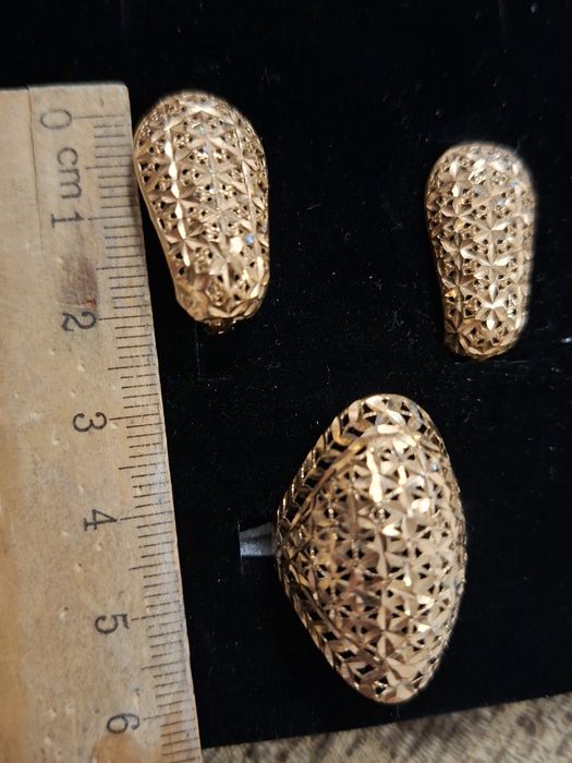 Кольцо+серьги золото 585