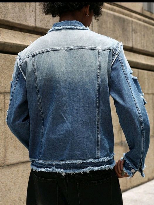 Ново мъжко карго дънково яке риза Street Style деним памук L